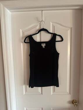 Chico's Travelers Black Beaded Embellished Tank Top Size 1